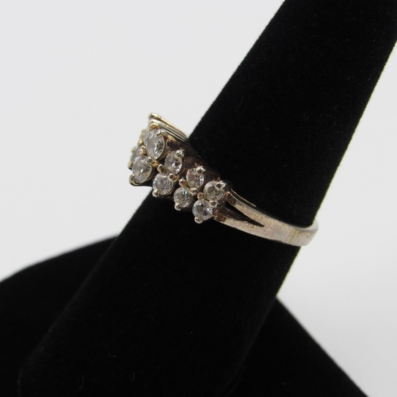 Vintage Size 7 Sterling Simple Rustic CZ Ring - Picture 2 of 8